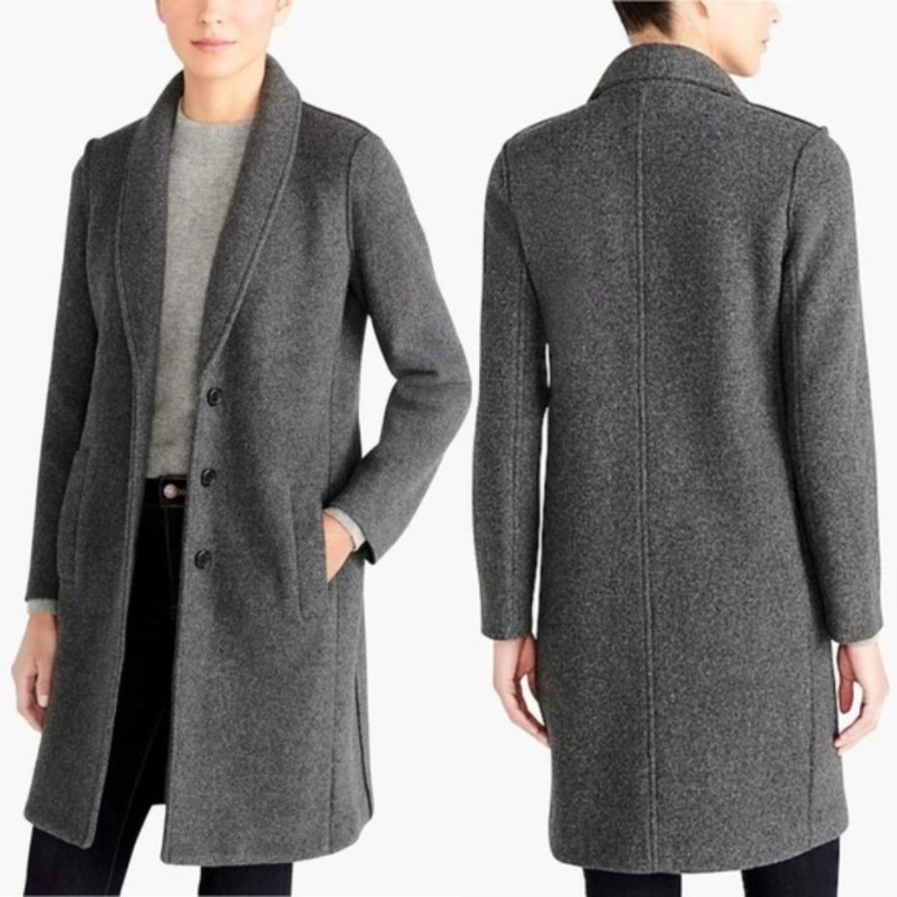 J Crew Boiled Wool Topcoat Gray Size 0